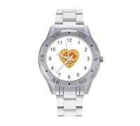 I Love Pizza Men's Watches Stainless Steel Watch Strap Analog Quartz Watch Business Wristwatches