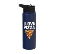 I Love Pizza Slice Cheesy Delight Fun Stainless Steel Insulated Water Bottle