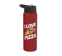 I Love Pizza Slice Pepperoni Passion Stainless Steel Insulated Water Bottle