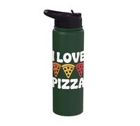 I Love Pizza Slices Typography Fun Stainless Steel Insulated Water Bottle
