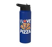 I Love Pizza Tomato Slices Fun Design Stainless Steel Insulated Water Bottle