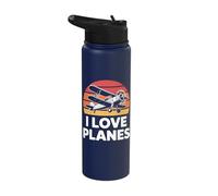 I Love Planes Aviation Enthusiast Stainless Steel Insulated Water Bottle