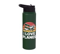 I Love Planes Aviation Enthusiast Stainless Steel Insulated Water Bottle