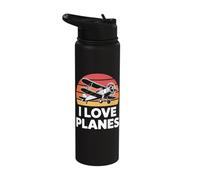 I Love Planes Aviation Enthusiast Stainless Steel Insulated Water Bottle