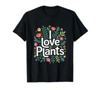 I Love Plants Floral Nature Statement Value Graphic T-Shirt, Men, Black, S