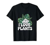 I Love Plants Monstera Orchid Design Value Graphic T-Shirt, Men, Black, S