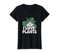 I Love Plants Monstera Orchid Design Value Graphic T-Shirt, Women, Black, XL