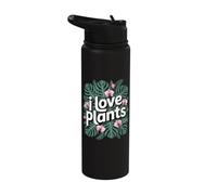 I Love Plants Tropical Leaf Orchid Stainless Steel Insulated Water Bottle