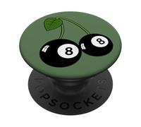 I Love Playing Pool Billiards Eight 8 Ball Cherries Pool Hall Cool & Retro Style PopSockets Adhesive PopGrip for Smartphones with Smooth, Hard, Plastic Cases