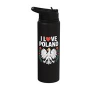 I Love Poland Eagle Heritage Pride Stainless Steel Insulated Water Bottle