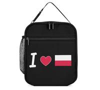 I Love Poland Funny Lunch Bag Insulated Lunch Box with Detachable Handle for Work Travel Picnic