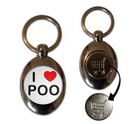 I Love Poo - £1/€1 Metal Shopping Coin Token Key Ring