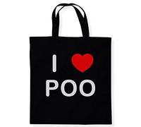 I Love Poo - Black Cotton Tote Bag