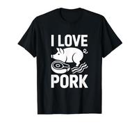 I Love Pork Pig Bacon Meat Lover Tee Value Graphic T-Shirt, Men, Black, M