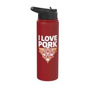 I Love Pork Pig Chef Bacon Sausage Fun Stainless Steel Insulated Water Bottle