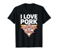 I Love Pork Pig Chef Bacon Sausage Fun Value Graphic T-Shirt, Men, Black, XL