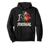 I Love Portugal Anatomical Heart Portuguese Flag Travel Gift Pullover Hoodie