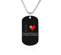 I Love Portugal Flag Men's Pendant Necklace for Women Customizable Jewelry Dog Tag Memorial Necklaces