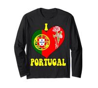 I Love Portugal Proud Portuguese Flag Heart Carnation Design Long Sleeve T-Shirt