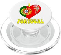I Love Portugal Proud Portuguese Flag Heart Carnation Design PopSockets PopGrip for MagSafe