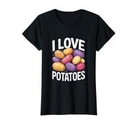 I Love Potatoes Colorful Potato Art Value Graphic T-Shirt, Women, Black, XS