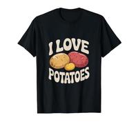 I Love Potatoes Fun Spud Enthusiast Value Graphic T-Shirt, Men, Black, XL