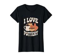 I Love Pottery Creative Clay Vessels Art Value Graphic T-Shirt, Women, Black, M