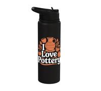 I Love Pottery Passion Statement Stainless Steel Insulated Water Bottle