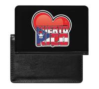 I Love PR U.S. State Leather Passport Holder Compact ID Card Cover Case Slim Travel Wallet for Men Women