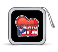 I Love PR U.S. State Portable CD Case 40 Capacity DVD Collection Holder Zipper Storage Wallet for Car Home Travel