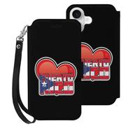 I Love PR U.S. State Printed Flip Wallet Leather Phone Case Card Slots Compatible with iPhone 16 Series