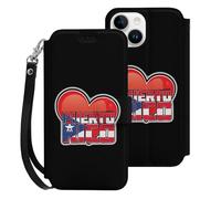 I Love PR U.S. State Printed Leather Flip Wallet Phone Case Card Slots Compatible with iPhone 15 Series
