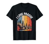 I Love Prague Charles Bridge Retro Style Value Graphic T-Shirt