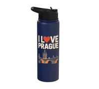 I Love Prague Skyline Bridge Heart Stainless Steel Insulated Water Bottle