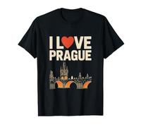 I Love Prague Skyline Bridge Heart Value Graphic T-Shirt