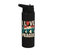 I Love Prague Skyline Heart Bridge Design Stainless Steel Insulated Water Bottle