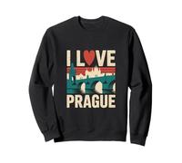 I Love Prague Skyline Heart Bridge Design Sweatshirt