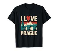 I Love Prague Skyline Heart Bridge Design T-Shirt