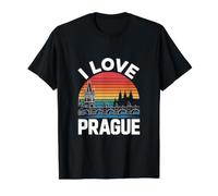 I Love Prague Vintage Sunset Design Value Graphic T-Shirt, Men, Black, XL