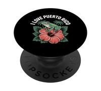 I Love Puerto Rico Coqui Frog Hibiscus Palm PopSockets Adhesive PopGrip