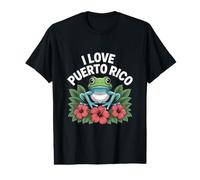 I Love Puerto Rico Frog Hibiscus Tropical Leaves Value Graphic T-Shirt