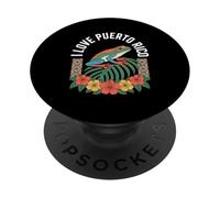 I Love Puerto Rico Tropical Frog Hibiscus PopSockets Adhesive PopGrip