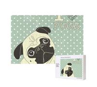 I Love Pugs,300 Pieces Wooden Jigsaw Family Game Jigsaw Puzzles for Adults Teens Home Decor