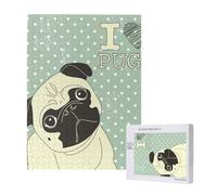 I Love Pugs,500 Pieces Wooden Jigsaw Family Game Jigsaw Puzzles for Adults Teens