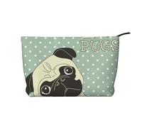 I Love Pugs, Cosmetic Bag Corduroy Makeup Bag Portable Travel Toiletry Bag