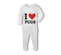 I Love Pugs Cute Heart - Baby Romper Suit - 3-6 Months