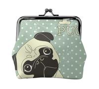 I Love Pugs, PU Leather Coin Purse, Small Wallets, Change Pouch with Kiss Lock Clasp Buckle, Change Purse