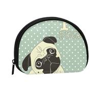 I Love PugsSmall Makeup Sanitary Napkin Storage Bag,Women's Cosmetic Coin Purse