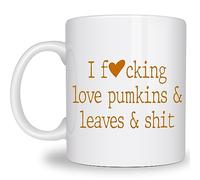I Love Pumpkin Novelty Coffee Mug 11 Ounce Hello Fall Mugs Spice Autumn Ceramic Cups for Happy Halloween Thanksgiving Decor Kitchen Decorations Thank You Gift Women