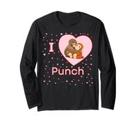 I Love Punch The Baby Monkey Hearts Long Sleeve T-Shirt